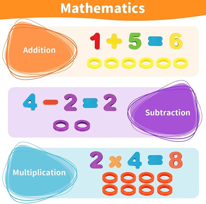 3 in 1 Montessori Toys for 3+ Year Old, Education Toys for Preschool Learning Activities, Wooden Magnetic Color and Number Maze, Sorting Counting Color Matching Toddler Puzzle