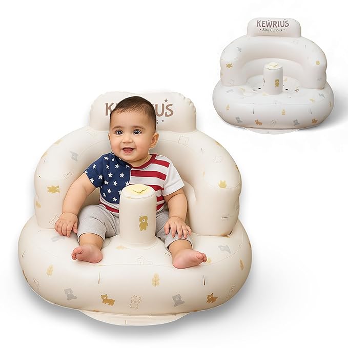 Inflatable Baby Seat Floor Seats for Babies 3 Months and Up for Infants, Blow Up Chair Inflatable Baby Chair, Infant Chair with Built in Air Pump (Inflatable Seat Polar Bear)