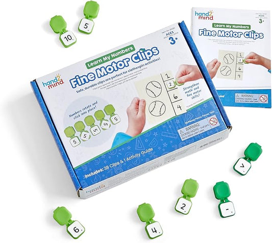 Hand2Mind Learn My Numbers Fine Motor Clips - Kids Clothespin Activities, Toddler Numbers & Counting, Preschool Learning Activities, Montessori Math