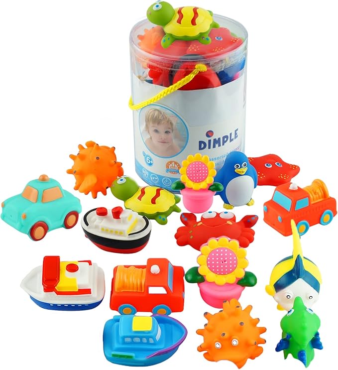 Dimple Set of 20 Floating Bath Toys, Sea Animals Squirter Toys for Boys & Girls, Assorted Sea Animals Friends, Squeeze to Spray! Tons of Fun, Great for Kids & Toddlers