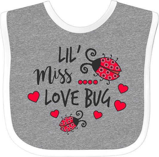 inktastic Lil Miss Love Bug with Lady Bug and Hearts Baby Bib