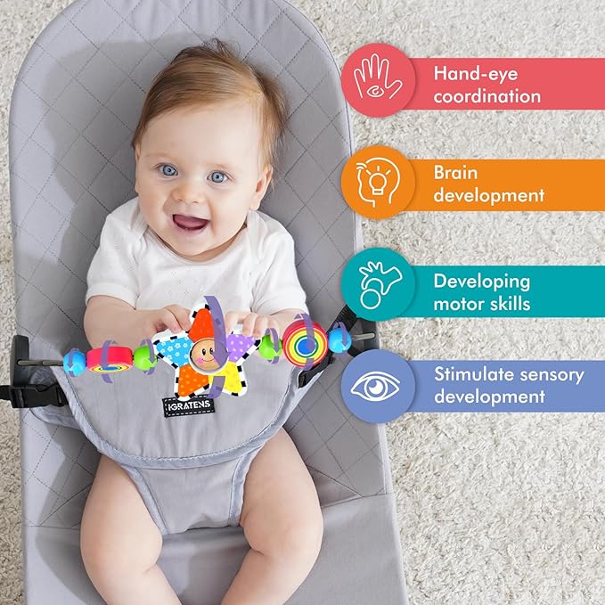 iGRATENS Baby Bjorn Bouncer Toy Bar, Toy for Baby Bouncer Soft & Bliss, Easy to Attach and Remove, Child-Friendly Materials, Exciting Design for Curious Babies, Pentagram
