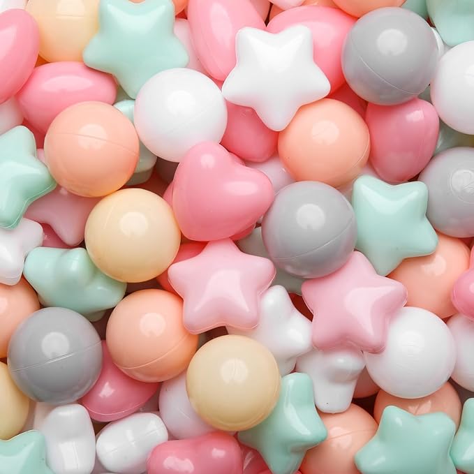 GOGOSO Ball Pit Balls,Plastics Balls for Ball Pit, Stars Hearts Shape for PastelBall for Toddlers Kids