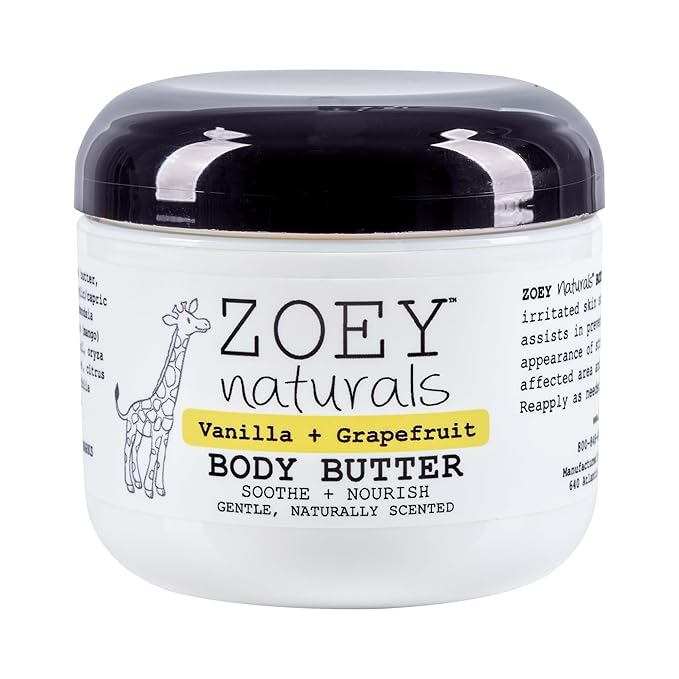 Absolutely Natural Zoey Naturals Vanilla Grapefruit Body Butter - Nourishing Shea Butter and Coconut Oil - Paraben Free Vegan, Made in USA - 3oz