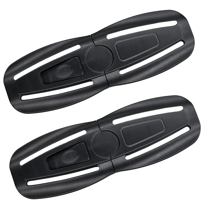 2 Pack Universal Child Seat Chest Harness Clip and Baby Seat Safety Belt Clip Buckle Universal Replacement for Kids Trend Adjustable Guard (Black)