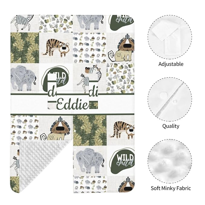 Personalized Baby Car Seat Canopy for Boy Girl, Custom Name Baby Car Seats Covers for Babies, Opening Minky Nursing Breastfeeding Stroller Cover Infant Carseat Canopies for Newborn (Woodland Animals)