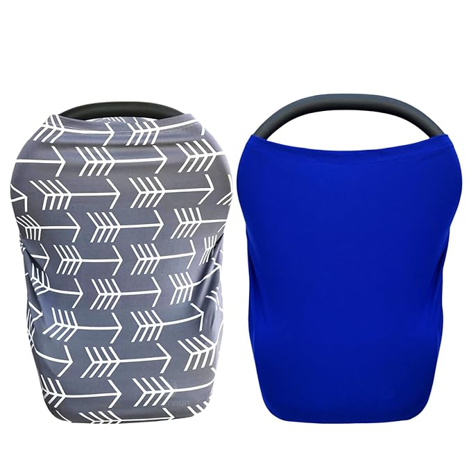 2 Pack Nursing Cover for Babies Versatile Baby Car Seat Cover for Newborn Grey Arrow Blue