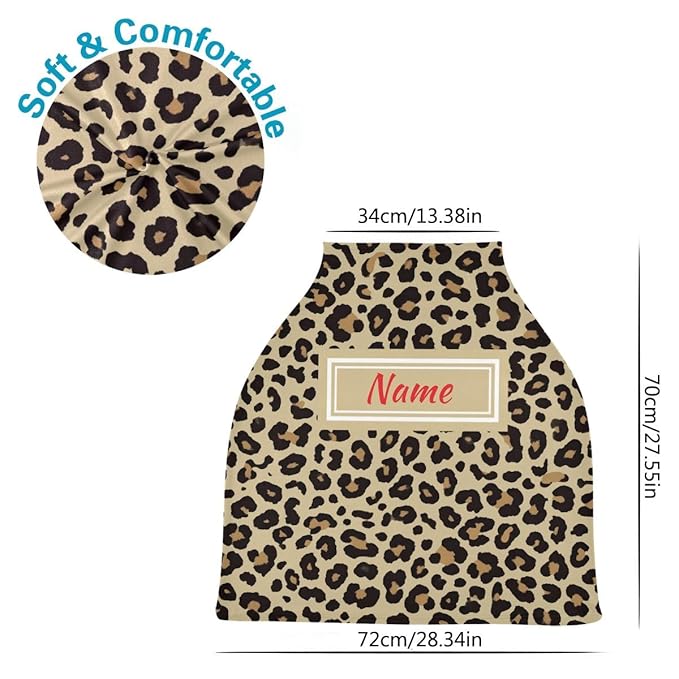 Custom Cheetah Leopard Baby Car Seat Cover Personalized Your Name Nursing Covers Breastfeeding Scarf Infant Carseat Canopy for Mom Baby Gift