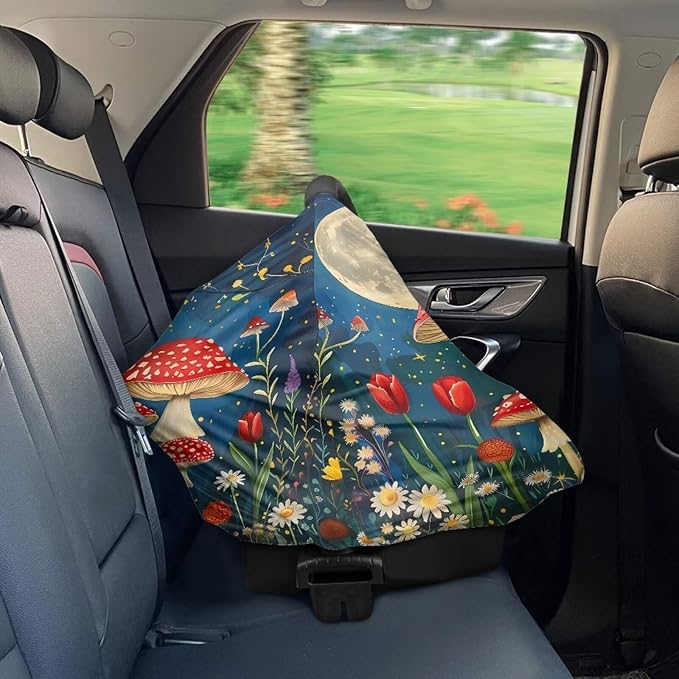 Youngerbaby Mushroom Nursing Cover Breastfeeding Super Soft Multi Use for Baby Car Seat Covers Canopy Shopping Cart Cover Scarf Light Blanket Stroller Cover Baby Girl Necessities