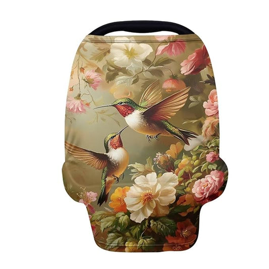Carseat Cover for Babies, All Season Breathable Infant Carseat Cover Lightweight Baby Carrier Cover for Girls Boys, Hummingbird Florals Print