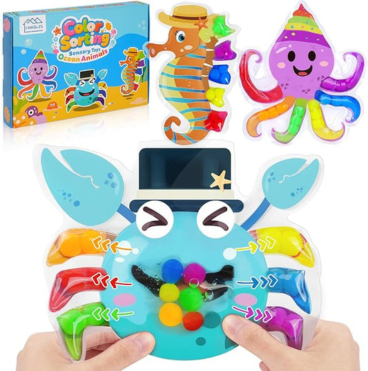 3PCS Color Sorting Toys for Toddlers, Montessori Sensory Toys Preschool Learning Activities Fine Motor Skills Fidget Quiet Educational Gift for Kids Age 3+