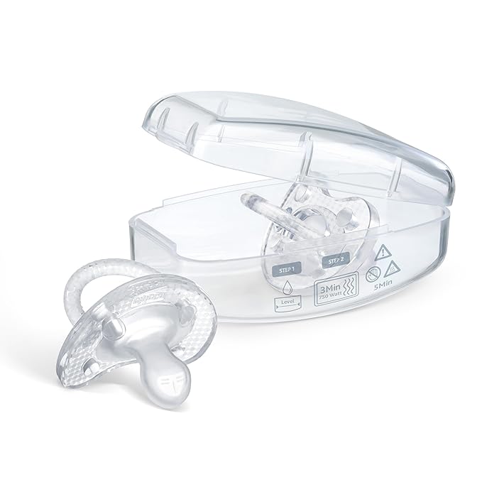 Chicco PhysioForma Luxe Orthodontic Pacifier for Babies 0-6 Months, One-Piece 100% Soft Silicone, Supports Breathing, Textured Shield & Handle, Included Sterilizing Case, BPA Free, 4-Pack, Multicolor