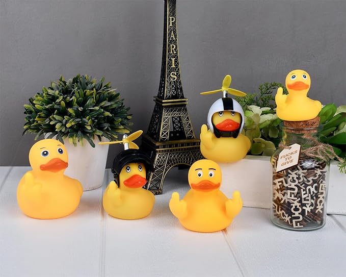 Middle Finger Rubber Ducks 3" Funny Rubber Ducks Giving Two Middle Fingers for Ducking Cool Dashboard Decorations Car Accessories