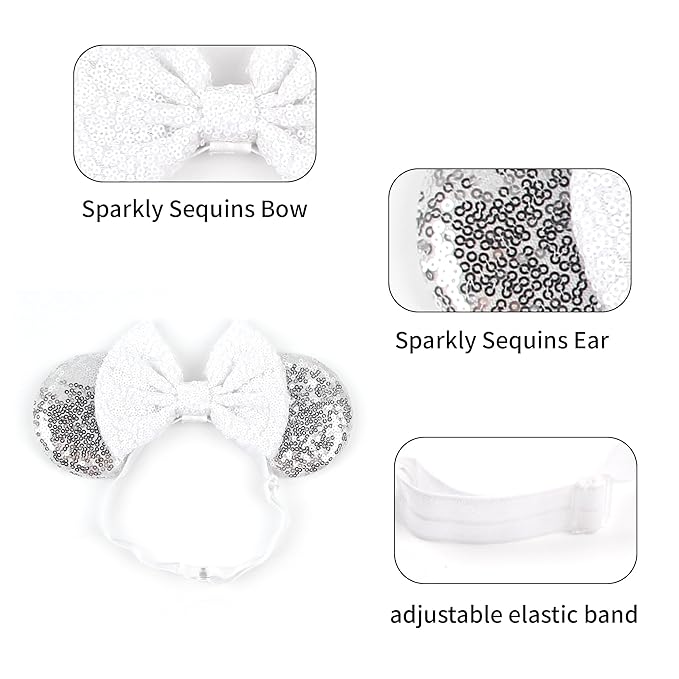 bianbaistar Newborn Bows for Girls Toddler Hair Bows Elastic Adjustable Headband Mouse Ears Scrunchies Essencial Accessories for Trip Headwear for Women (Angelbow)