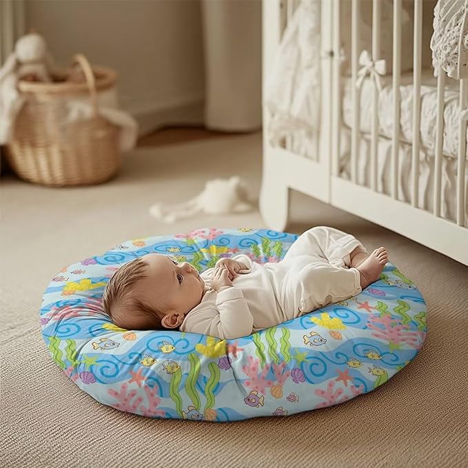 Cute Ocean and Fish Newborn Lounger Cover Lounger Cover for Boys Girls Comfy Fit Infant Lounger for Baby, Infant Removable Slipcover Stain Resistant and Scratch Resistant