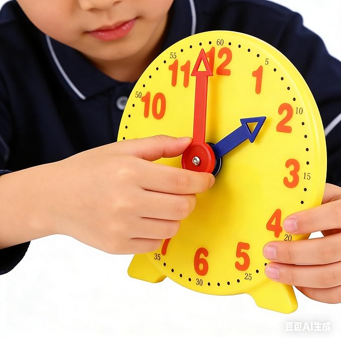 4 inch Teaching Clock, Learning Tell Time Analog Clock Demonstration 12 Hour 2 Pointers for Classroom Teacher