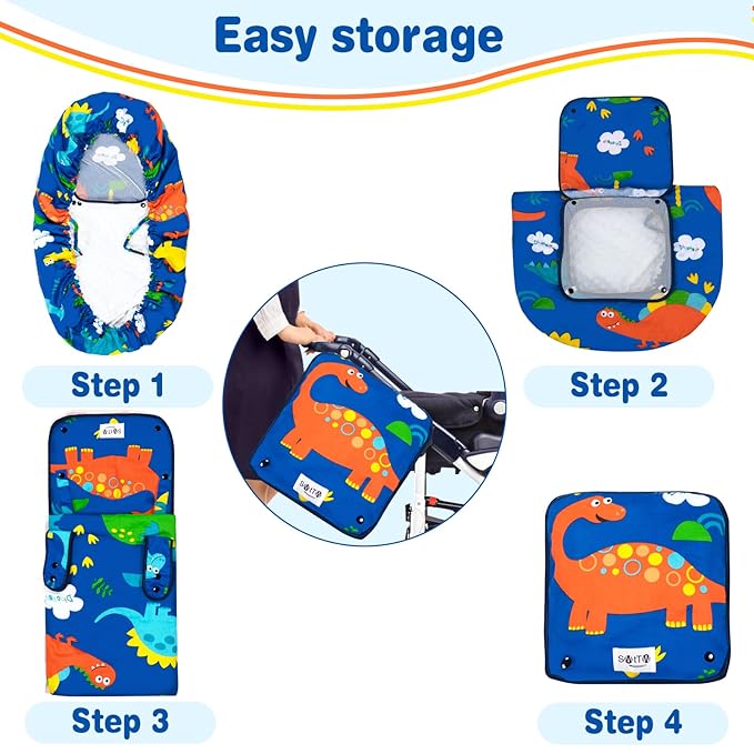 SMTTW Baby Car Seat Covers, Infant Car Canopy for Spring Summer Autumn Winter, Universal Fit, Snug Warm Breathable, Car Seat Canopy for Boys Girls (Dinasour)