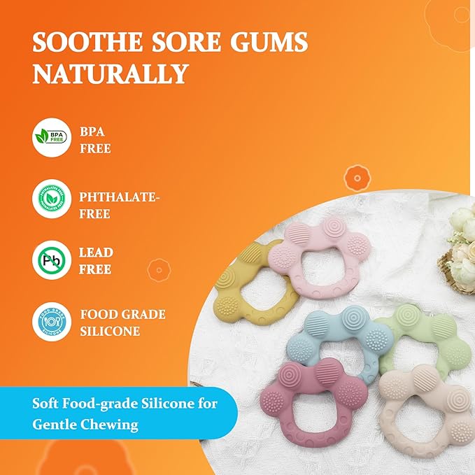 Easter Baby Teething Toys Baby Essentials & Infant Toys Silicone Teether for Babies 0 3 6Months Baby Chew Toys Newborn Learning Developmental Teether Relief Toys with 3pack Baby Toys Gifts Box