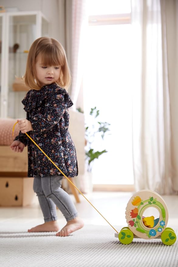 HABA Flower Meadow Pull Wooden Toy Pull Along Toy for Children from 1 Year