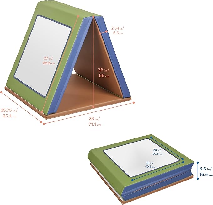 ECR4Kids SoftZone Double-Sided Folding Floor Mirror, Daycare Essentials, Earthtone