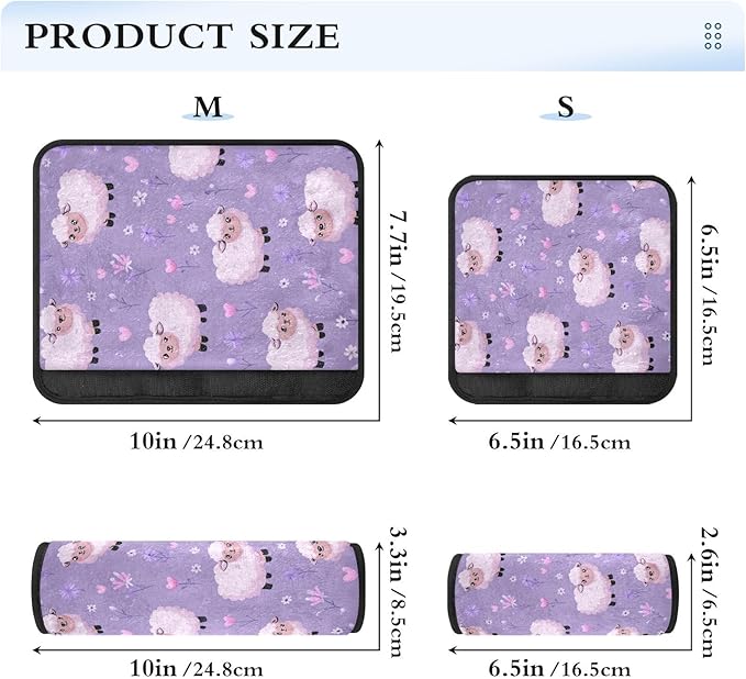 2 Pack Seatbelt Covers Seat Belt Cover Pad for Adults Boys Girls Car Seat Strap Covers Pads Cushion Universal Shoulder Strap Pad Protector for Backpack Camera Bag 6.5 Inch Purple Cute Floral Sheep
