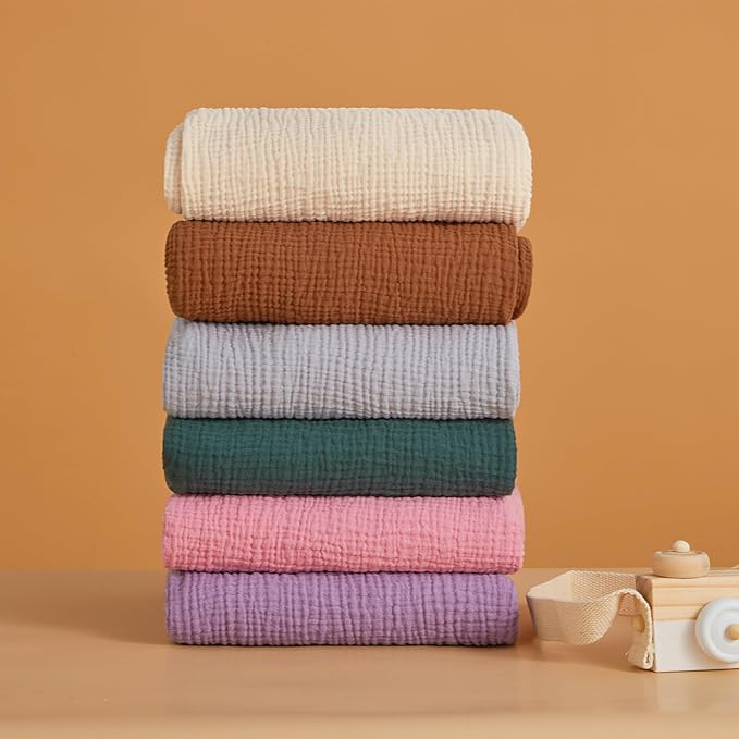 Pro Goleem Muslin Pack n Play Sheets for Boys and Girls, Soft Breathable Cotton Fitted Mini Crib Sheets, Neutral Baby Sheets for Playard Mattress, 2 Pack (Brown＆Beige)