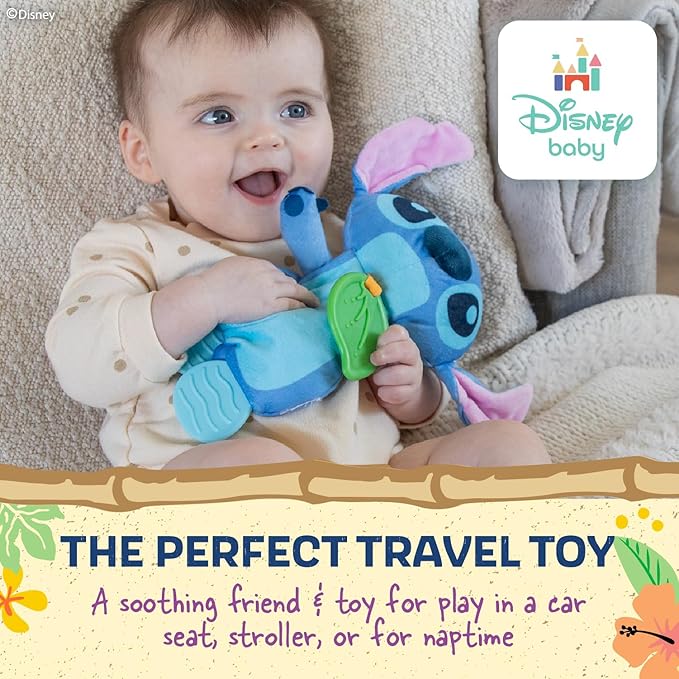 Kids Preferred Disney Baby's Lilo and Stitch - Stitch Plush and Sensory Crinkle Teether Toys for Newborn Baby Boys and Girls 10 inches