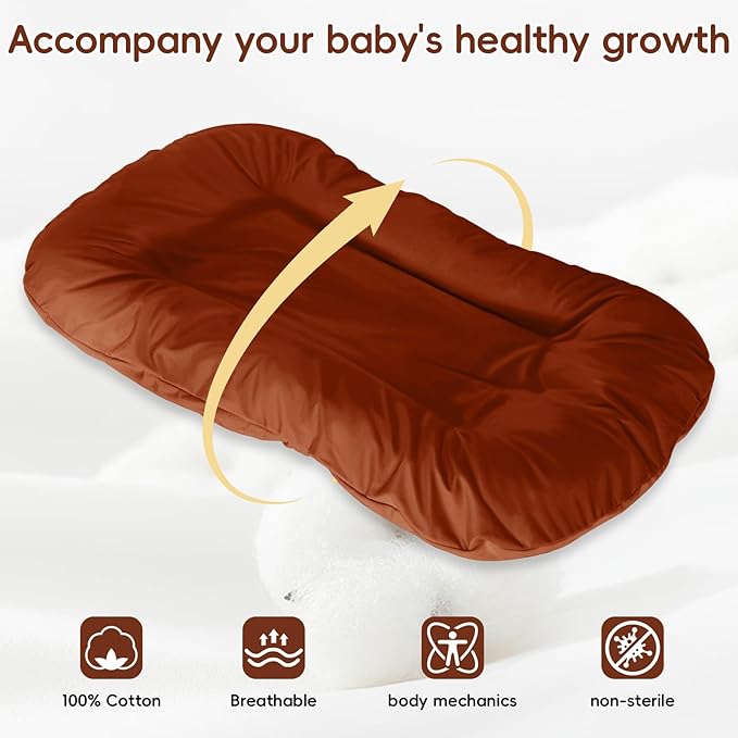 Baby Lounger, Baby Lounger for Newborn 0-24 Months, 100% Breathable Cotton Baby Nest for Tummy Time & Diaper Changes, Portable Infant Essentials for Home & Outdoor(Coffee)