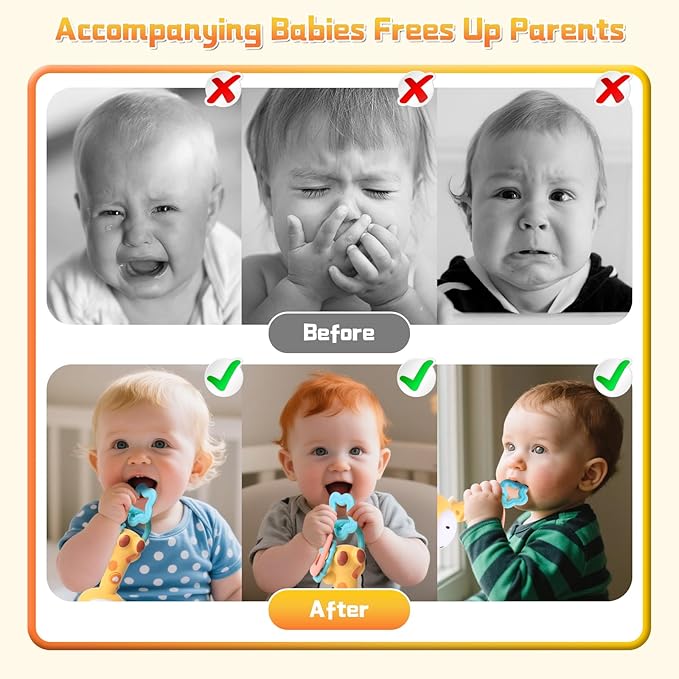 Musical Baby Rattle Toy, Soft Silicone Infant Teething Light-Up Rattle for Sensory Development, Easy Grasp Newborn Toy for 0-3-6-12 Months, Safe Early Learning Gift for Boys Girls