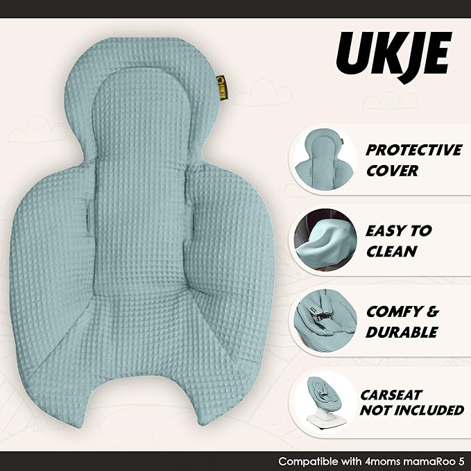 Ukje Swing Insert Rocker Cover Compatible with 4moms mamaRoo 5 Rockaroo Swing, Swing Accessories with Reversible Design, Easy to Install, Handmade in Europe - Jade