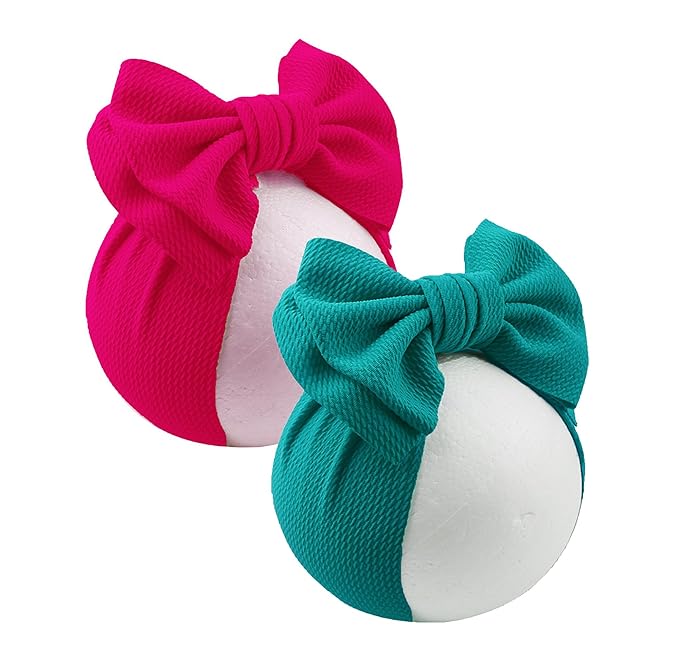Bows for Baby Girls Headband, Newborn Bows Headbands Baby Hair Bows Hairbands Hair Accessories.(FD104) (Rose red Teal Blue)