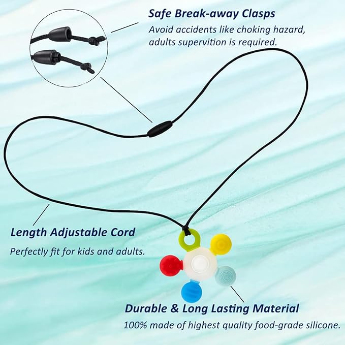 Chewy Necklaces for Sensory Kids, Seeway Silicone Chew Toys for Kids with ADHD Autism, Anxiety, Oral Motor, Reduce Adults Children Chewing Fidgeting
