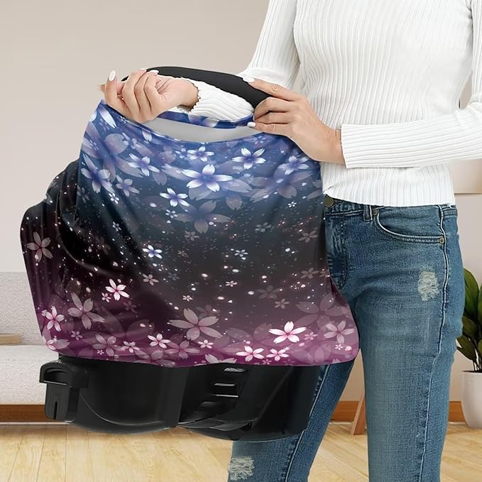 AFPANQZ Cherry Blossom Stretchy Baby Car Seat Nursing Breastfeeding Cover Kit Super Breathable Multiuse Infant Carseat Canopy Stroller Cover Scarf for All Seasons