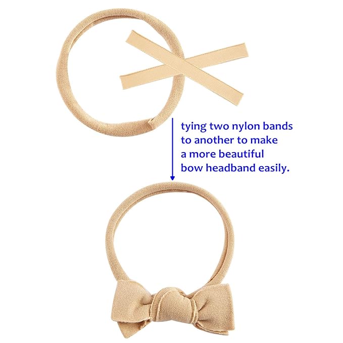inSowni 50 Pack Super Soft Stretchy DIY Solid Nylon Headbands Baby Hair Bands One Size Fits All (Khaki)