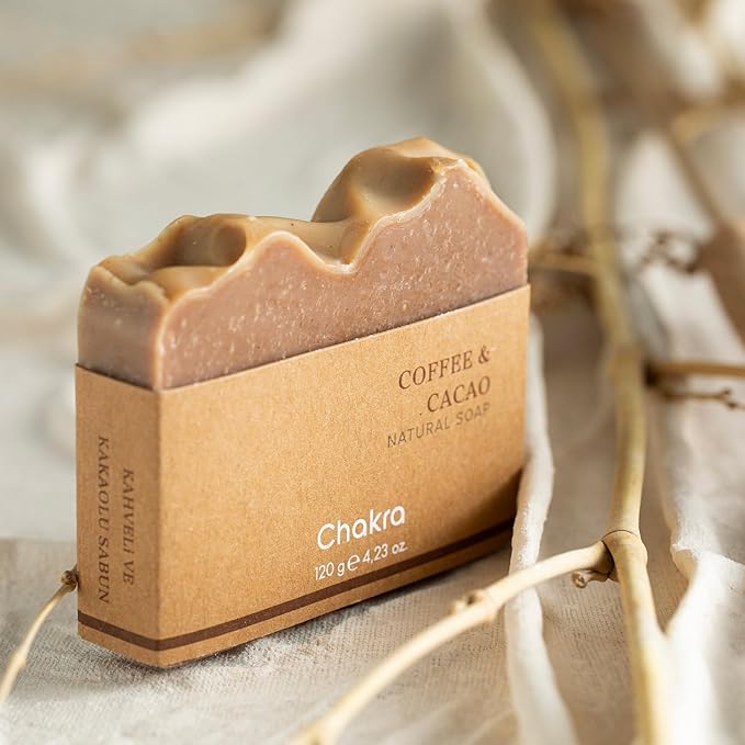 Chakra Coffee & Cocoa Bar Soap - Paraben & Additive Free Handmade Soap Bar for Face, Body and Hands, Gentle Cleansing for Daily Skin Care, 4.23 oz