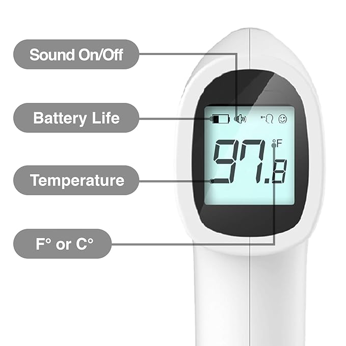FT50 Non Contact Thermometer Infrared Fever Monitor Screen Display for Adults Kids Batteries Warranty