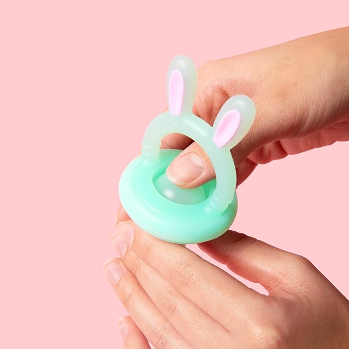 Vesta Baby Fresh + Frozen Food Feeder - 2 Sizes Soft Silicone Push Pop Fruit Nibbler for Safe Infant Self Feeding - Solid Foods Weaning & Teether Set - Bunny Teething Relief Toy for Babies 4M+