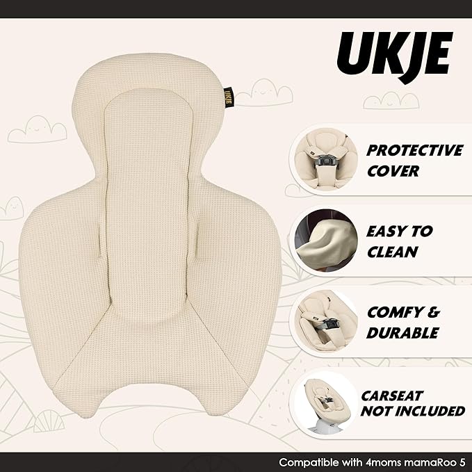 UKJE Swing Insert Rocker Cover Compatible with 4moms mamaRoo 5 Swing | Baby Swing Accessories | Reversible Infant Seat Liner | Easy to Clean & Install, Handmade in Europe, Beige