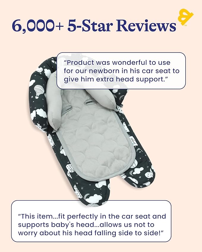 GoldBug Baby & Toddler 2-in-1 Head Support Duo Head Support for Rear Facing Car Seats - Balloons
