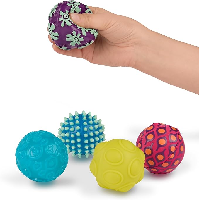 B. toys – Sensory Baby Toys Set with Textured Balls – 6 Pieces Development Set with Large Ball & 5 Small Balls with Different Textures for Tactile Stimulation & Motor Skills Development, 6+ Months