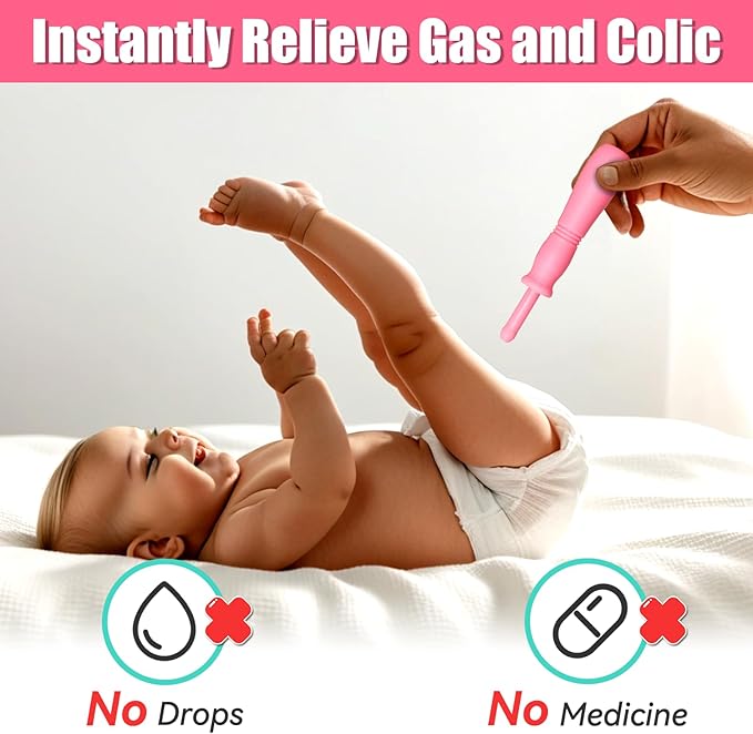 Gas and Colic Reliever for Babies, Effective Instant Constipation Relief for Babies, Natural Solution for Baby Colic and Gas Relief (20 Count, Pink)