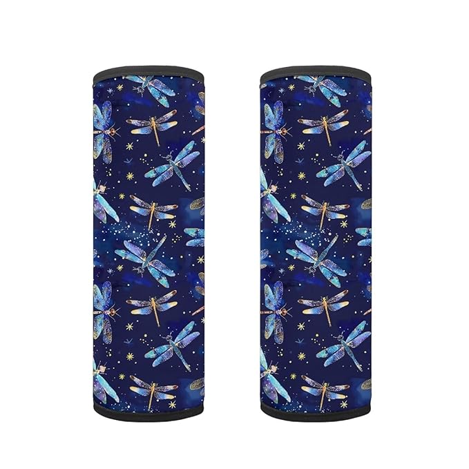 Biyejit Dragonfly Print Car Seat Belt Pillow for Kids Boys Girls, 2Pcs Car Seat Belt Cover Pad Head and Neck Support Backpack School Bag Shoulder Pads