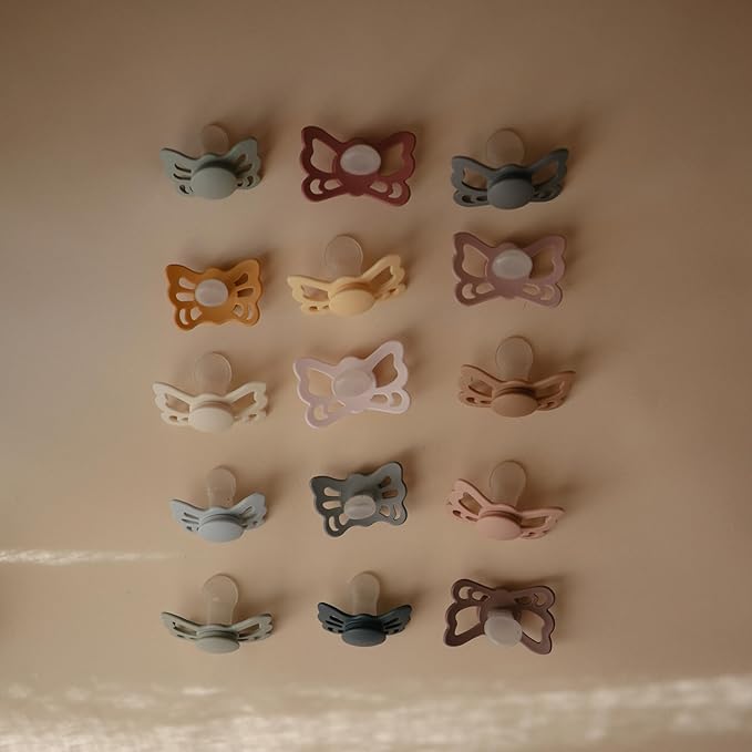 FRIGG Butterfly Anatomical SilkySoft Silicone Baby Pacifier | Made in Denmark | BPA-Free (Sage/Silver Gray, 6-18 Months)