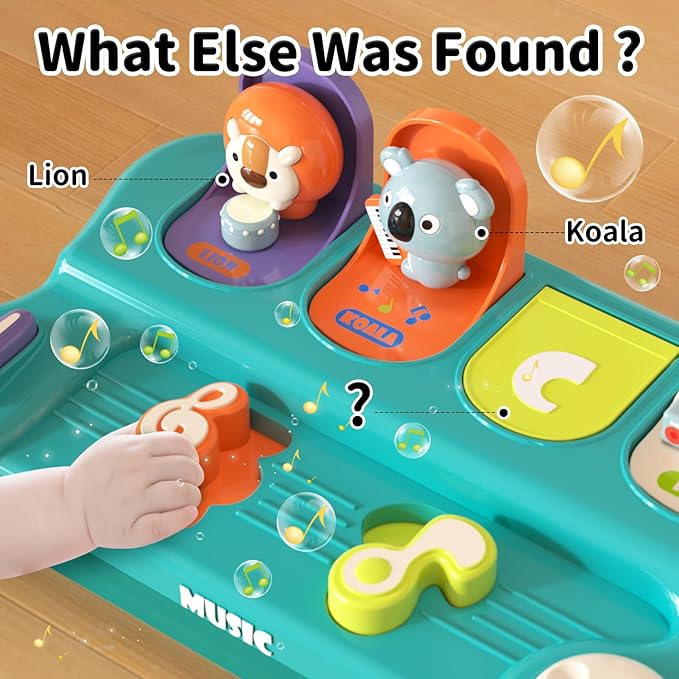 usrela Cause and Effect Toys for 1 Year Old Boy Girl, Baby Musical Toys 12-18 Month, Interactive Pop up Animal Toy for 12-24 Month Old, STEM Birthday Gift for Toddler Toys Age 1-2