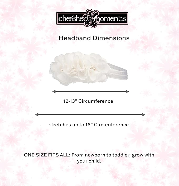 Cherished Moments "Petals" Keepsake Headband for Christenings, Baptism and Baby Blessings (Ivory)