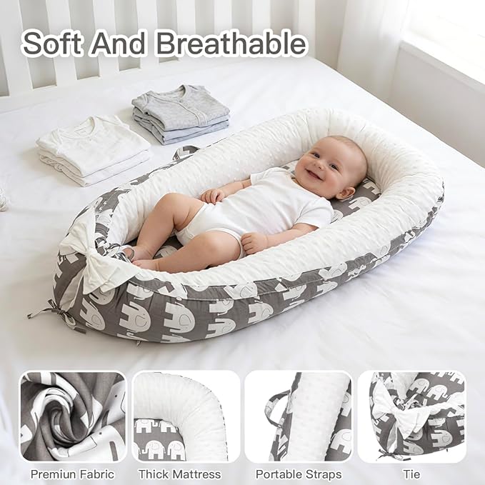 Baby Support Cushion | Organic Cotton Infant Support Cushion| Reversible, Adjustable & Portable Floor Cushion | Soft, Breathable, Washable Cover