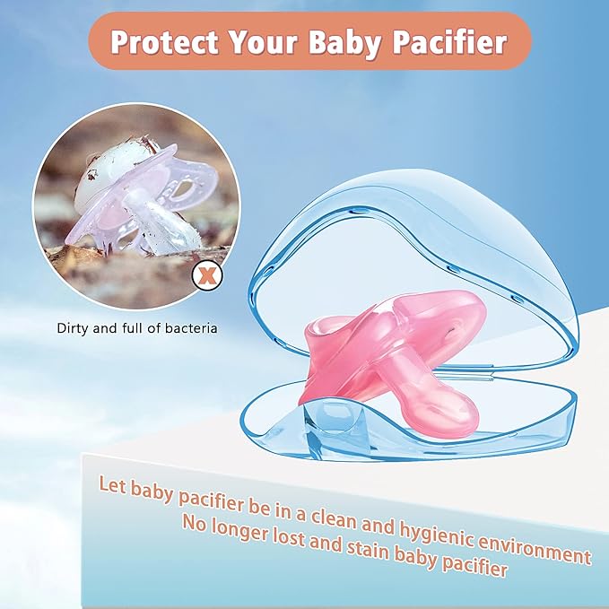 Smlpuame Pacifier Case,3 Pack BPA Free Pacifier Holder Case,Transparent Container Box for Baby Binky（Not Included),Essential Pacifier Accessories,Alway Keep Paci Clean,Easy to Clean(Blue)
