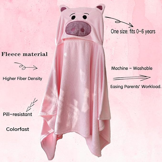 Toddler Baby Bath Towel with Hood 27.5"X55" Ultra Absorbent Soft Cozy Comfort Bathrobe Blanket, 0-6 Years Infant Shower Towel for Girls & Boys(Blush)