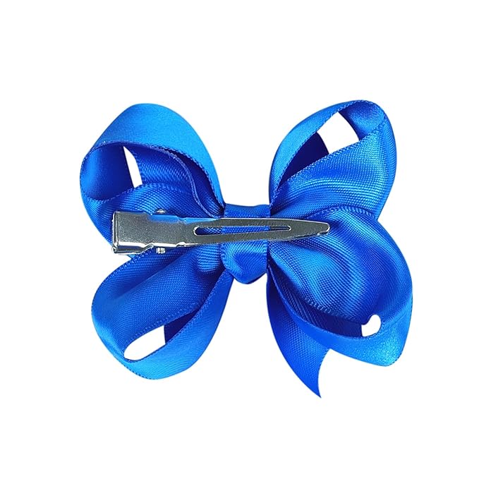 3 Inch Satin Bow for Little Girls - 2 Pcs (Dark Blue)