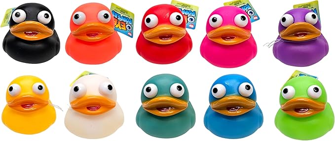 2" Ducky Eye Poppers (10 Pack) Fun Carnival Prize and Party Favor. Bath Tub Toys and Jeep Duck Ducking (10 Pack)